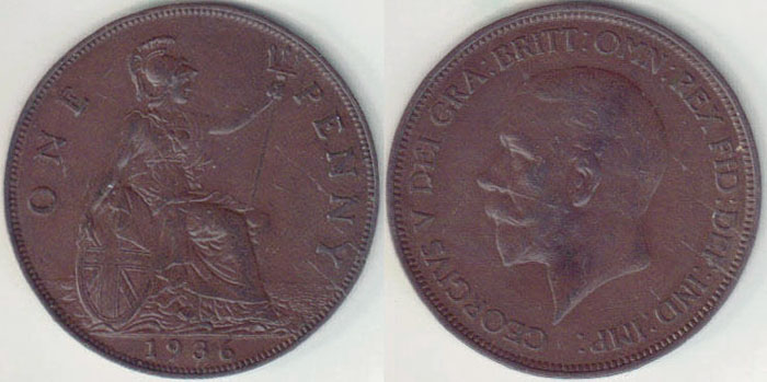 1936 Great Britain Penny (gEF) A001726